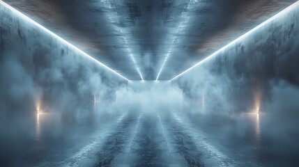 The tunnel white rectangle is an empty dark scene with an asphalt floor and studio room with smoke floating up the interior texture.