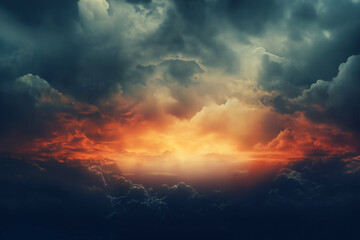 beautiful dark sunset sky with cumulus clouds aerial view for abstract background - obrazy, fototapety, plakaty