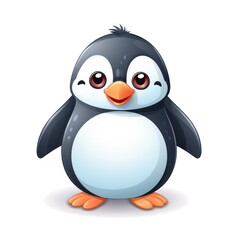 Obraz premium Cute penguin cartoon illustration isolated on white background, colored image, vector illustration