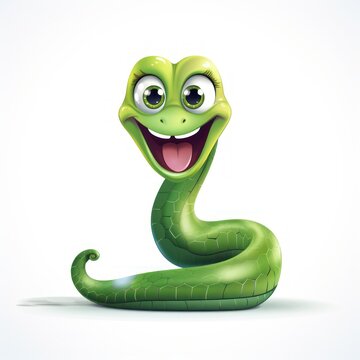 Cute snake cartoon illustration isolated on white background, colored image, vector illustration