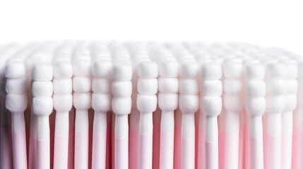 Fototapeta na wymiar Stack of Pink and White Toothbrushes. A neat stack of pink and white toothbrushes is displayed on a clean white background. The toothbrushes are arranged orderly, showcasing their vibrant colors.