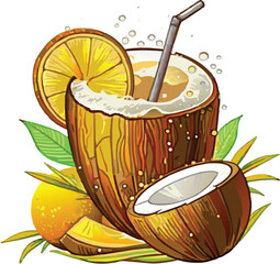 coconut drink isolated on white background