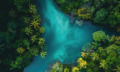 tropical river in the middle of the rainforest. world forest and water day concept