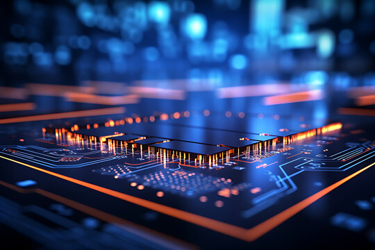 3d technology illustration A fingerprint scanner is integrated into the printed circuit. release binary code
