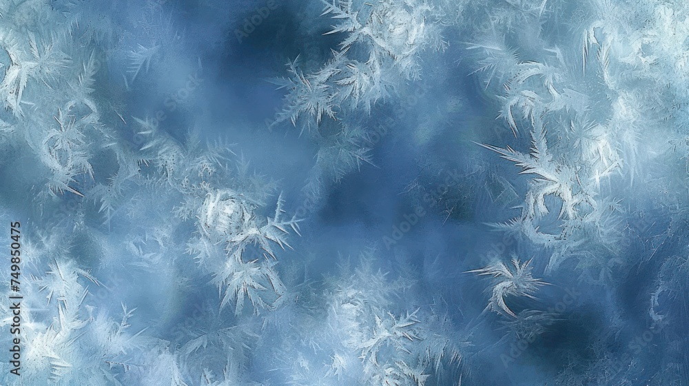 Poster a blue and white background with a lot of snow flakes on the bottom and bottom of the snow flakes on