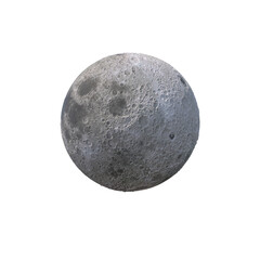 3D realistic rough surface white PNG moon space planet satellite, moon isolated on a white background. Lunar craters and bumps. Full Super Moon 3D PNG Image. Space and Astronautical Sciences