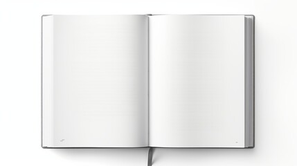 Open Book with Blank Pages Mockup, Isolated on White Background. Top View. 3D Illustration.