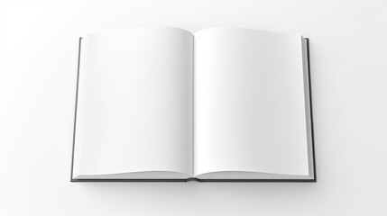 Open Book with Blank Pages Mockup, Isolated on White Background. Top View. 3D Illustration.