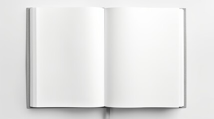 Open Book with Blank Pages Mockup, Isolated on White Background. Top View. 3D Illustration.