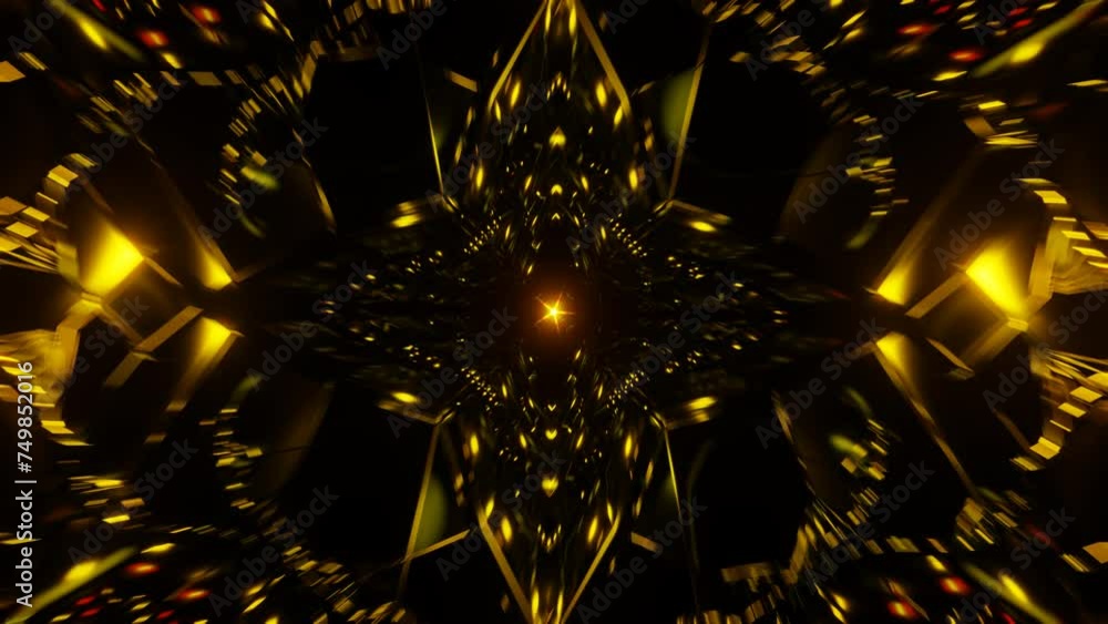 Poster trippy and colorful patterns blend with sacred geometry.