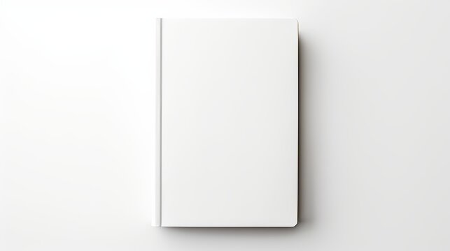 Top View of Blank Book Cover Isolated Over White Background with Shadow.
