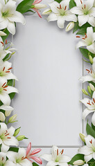 graceful lily petals as a frame border, isolated with negative space for layouts