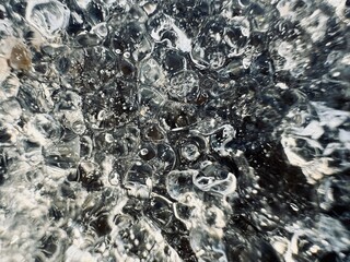 close up of water drops and water ice 