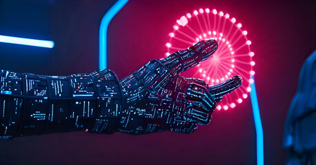 hand of the person with the ai robot