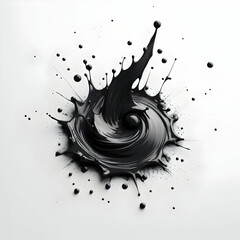 Black Paint splashes stain isolated on white background 