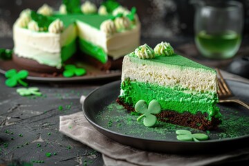 St. Patricks Day Green velvet cheesecake