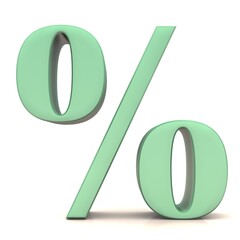 Green percent sign percentage symbol 3d graphic illustration isolated on white background in high resolution for print and business
