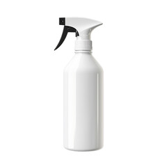 A blank plastic spray bottle with a trigger spray nozzle isolated on transparent background, png