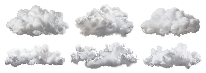 Set of white clouds cut out