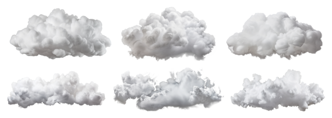 Set of white clouds cut out