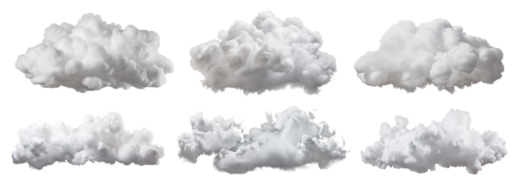 Set of white clouds cut out