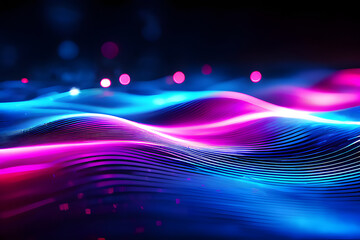 abstract background with glowing lines, abstract futuristic background with vibrant pink and blue neon lights, generative ai - obrazy, fototapety, plakaty