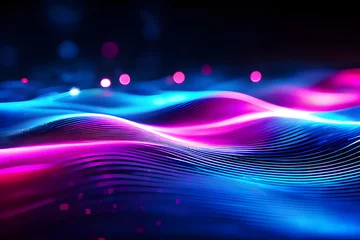 Foto op Canvas abstract background with glowing lines, abstract futuristic background with vibrant pink and blue neon lights, generative ai © RANA