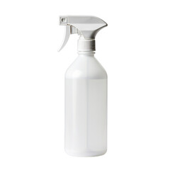A blank plastic spray bottle with a trigger spray nozzle isolated on transparent background, png
