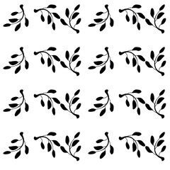 Floral seamless monochrome pattern black leaves on white for web, for print, for fabric print