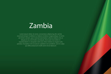 Zambia national flag isolated on background with copyspace