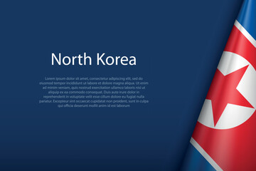 North Korea national flag isolated on background with copyspace