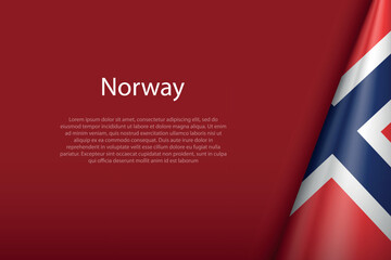 Norway national flag isolated on background with copyspace