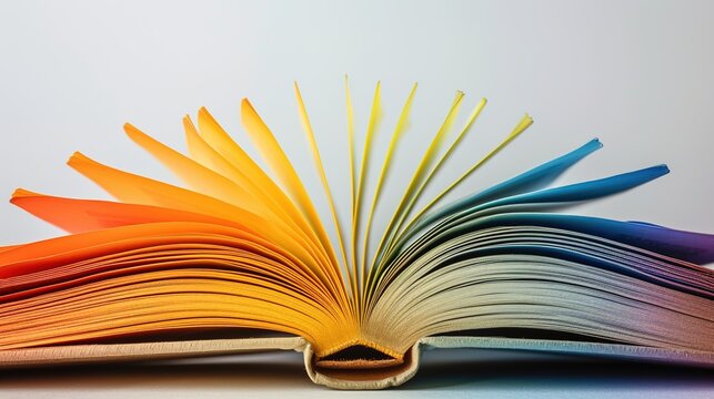 Pages of a book open to various colors.