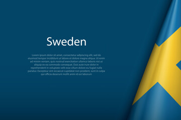 Sweden national flag isolated on background with copyspace
