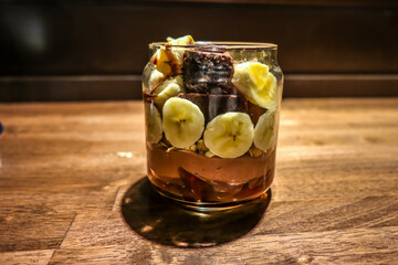 Chocolate banana parfait dessert from Japan