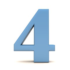 4 four number blue colored sign graphic illustration in high resolution for print and business