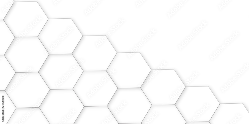 Poster 3d hexagonal structure futuristic white background and embossed hexagon abstract with hexagon backgr