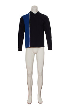 Men's black and blue Worker sweater on a mannequin