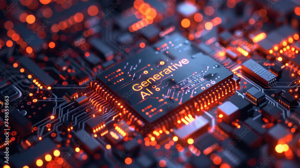 Poster ai labyrinth circuit art - engraved generative ai text