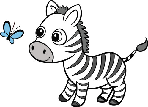 cute baby zebra cartoon vector illustration, 