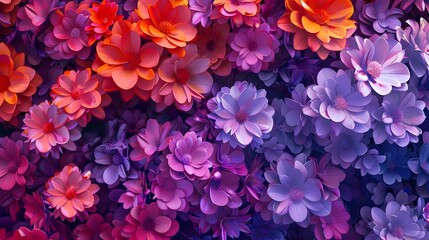 Colorful Flower Wallpaper in Violet and Orange