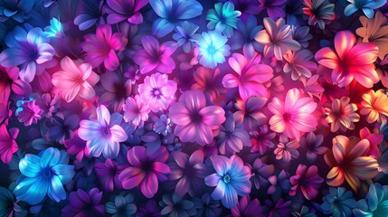 Colorful Flower Wallpaper in Luminous 3D Style