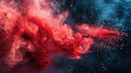 Red chalk dust dances in soft light, capturing ephemeral beauty and dynamic movement.
