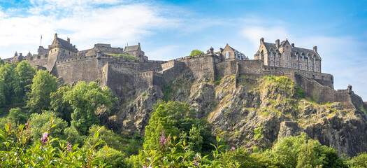 Castle views from Princes Street Gardens in Edimburgh city