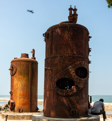 Rusty drums by the beach at Fort Kochi, Kerala India