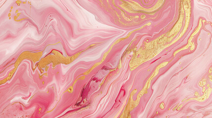 Pink and golden marbled painting