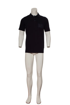 black colors workers polo t-shirt on the mannequin on isolated white background