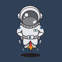 Obraz na płótnie Canvas Flying Astronaut - Cartoon | Illustration | Vector