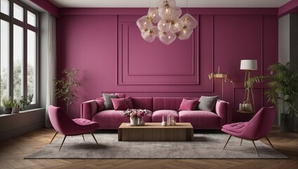 modern living room with purple furniture