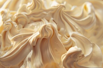 Scooped texture of the cream captured in late afternoon light